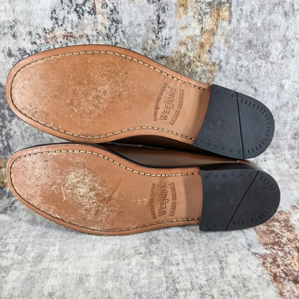 GH Bass Logan Weejuns Penny Loafers Mens 9.5 D Wide Brown Leather Slip On